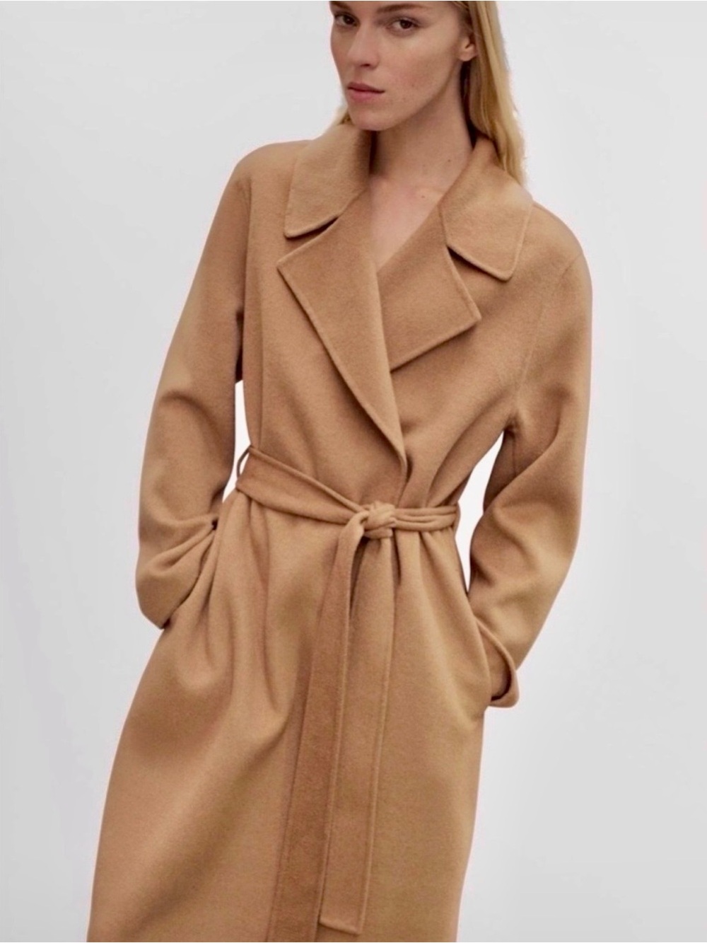 Handmade Mango Camel Belted Trench Coat